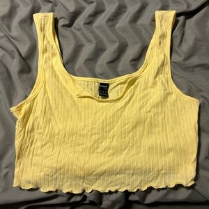 SHEIN Sunny Yellow Ribbed Cropped Tank Top Size XL